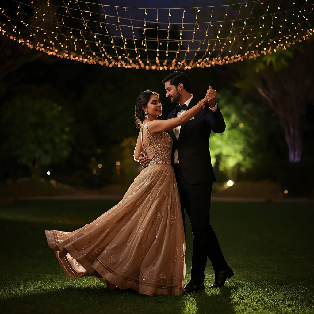 Romantic Indian Couple Dancing Under the Stars in a Garden | Best couple prompt ChatGPT — AI image prompt
